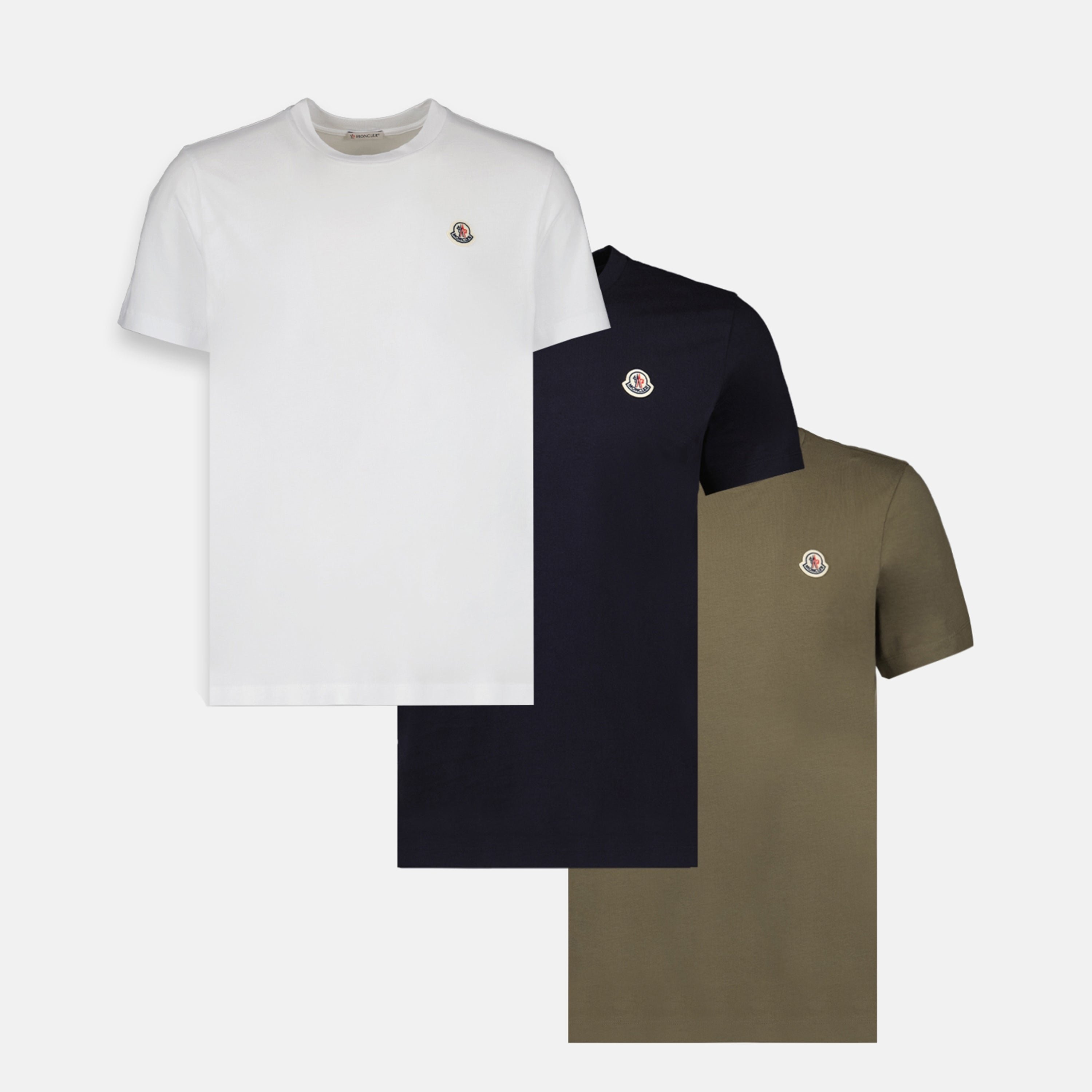 T-shirts Lot de 3 t-shirt à logo Moncler Kaki Homme