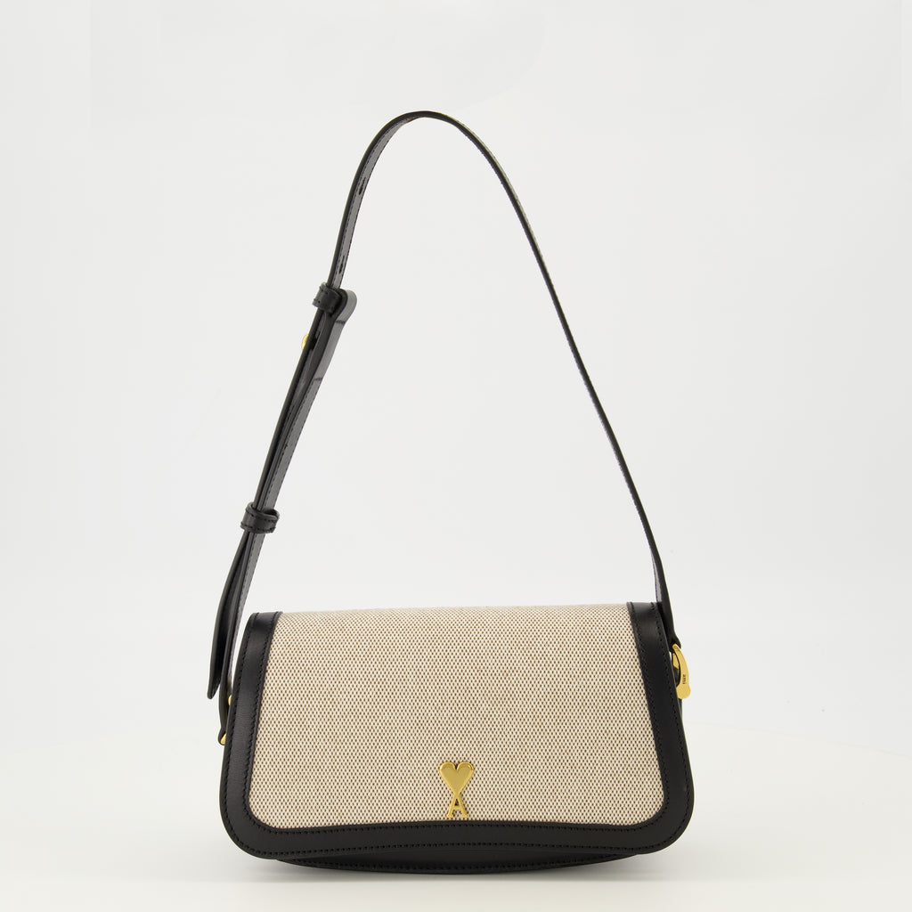 Ami PARIS 브랜드의 유니섹스용 파리 파리 검은 가죽 숄더백 이미지 - 2026 봄-여름 시즌 - 앞면 보기