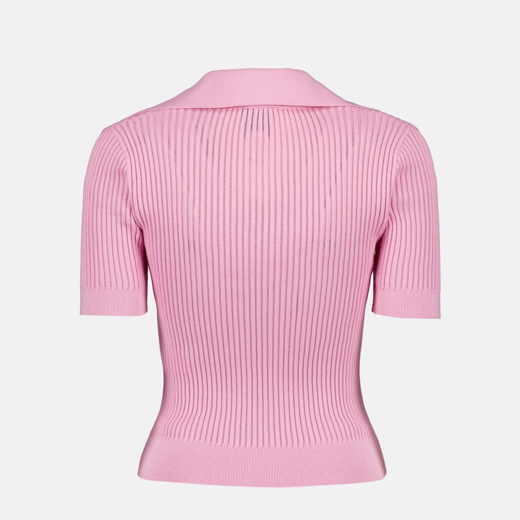 Image de l'article T-shirt côtelé rose de la marque Patou pour Femme - Saison Printemps-Été 2026 - Vue de Dos