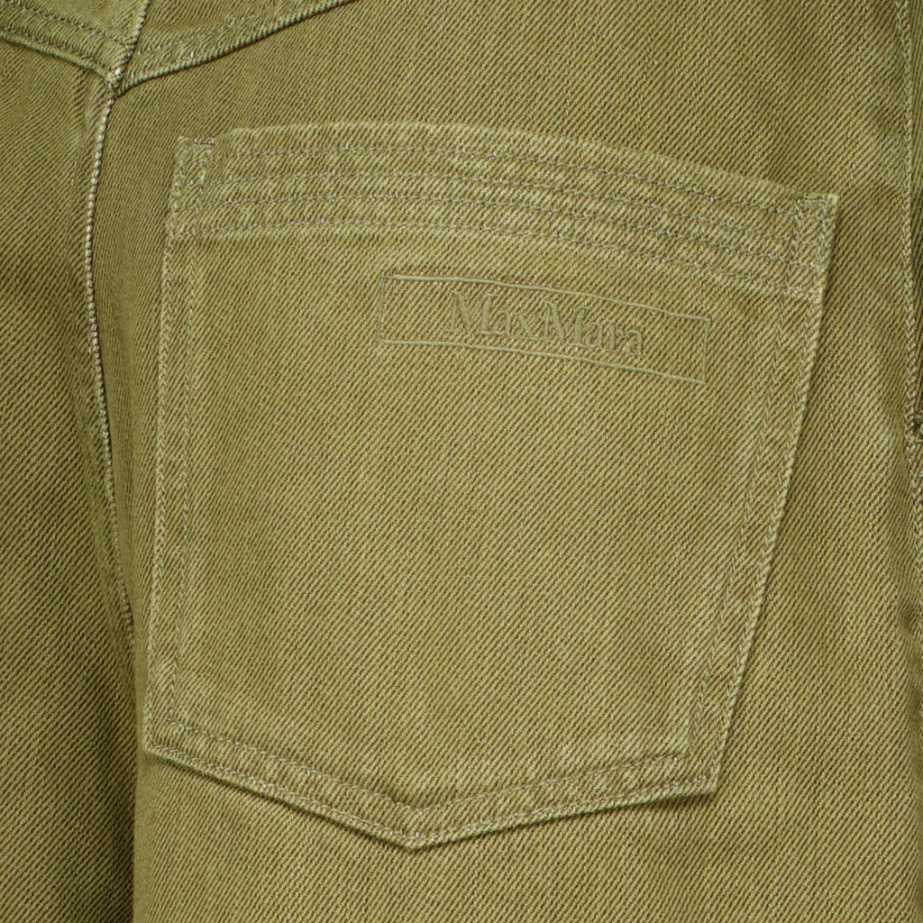 Pantalons Calças Bull de Algodão Kaki Max Mara Kaki Femme