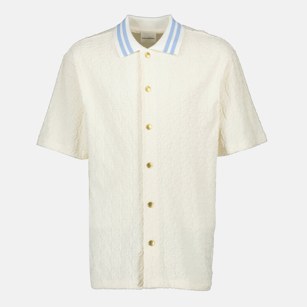Immagine della camicia bianca con monogramma Drole De Monsieur per uomo - Stagione Primavera-Estate 2026 - Vista frontale