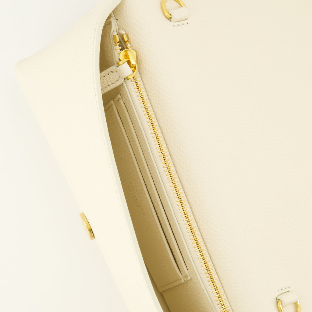 Petite maroquinerie VLogo Kettenbörse aus weißem Leder Valentino Garavani Blanc Femme