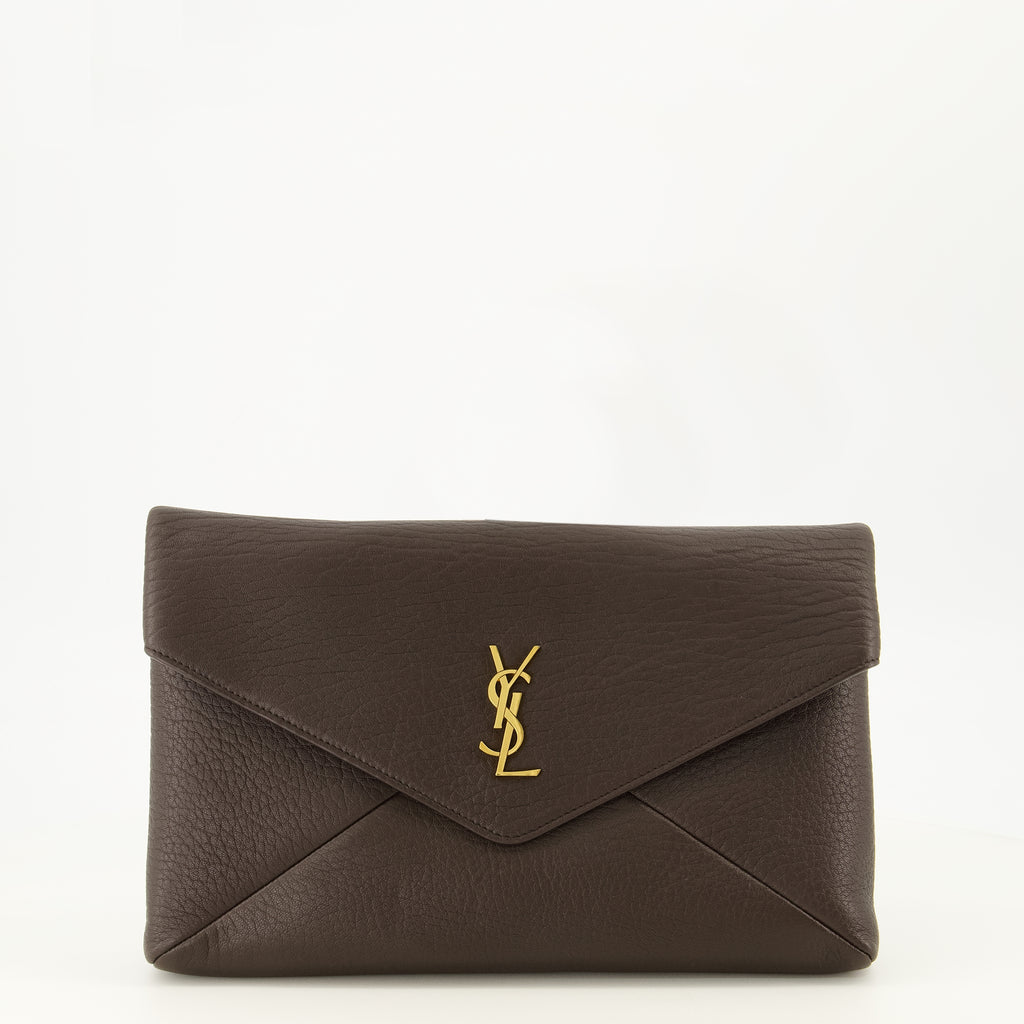 Pochettes Pochette cassandre en cuir marron Saint Laurent Marron Femme
