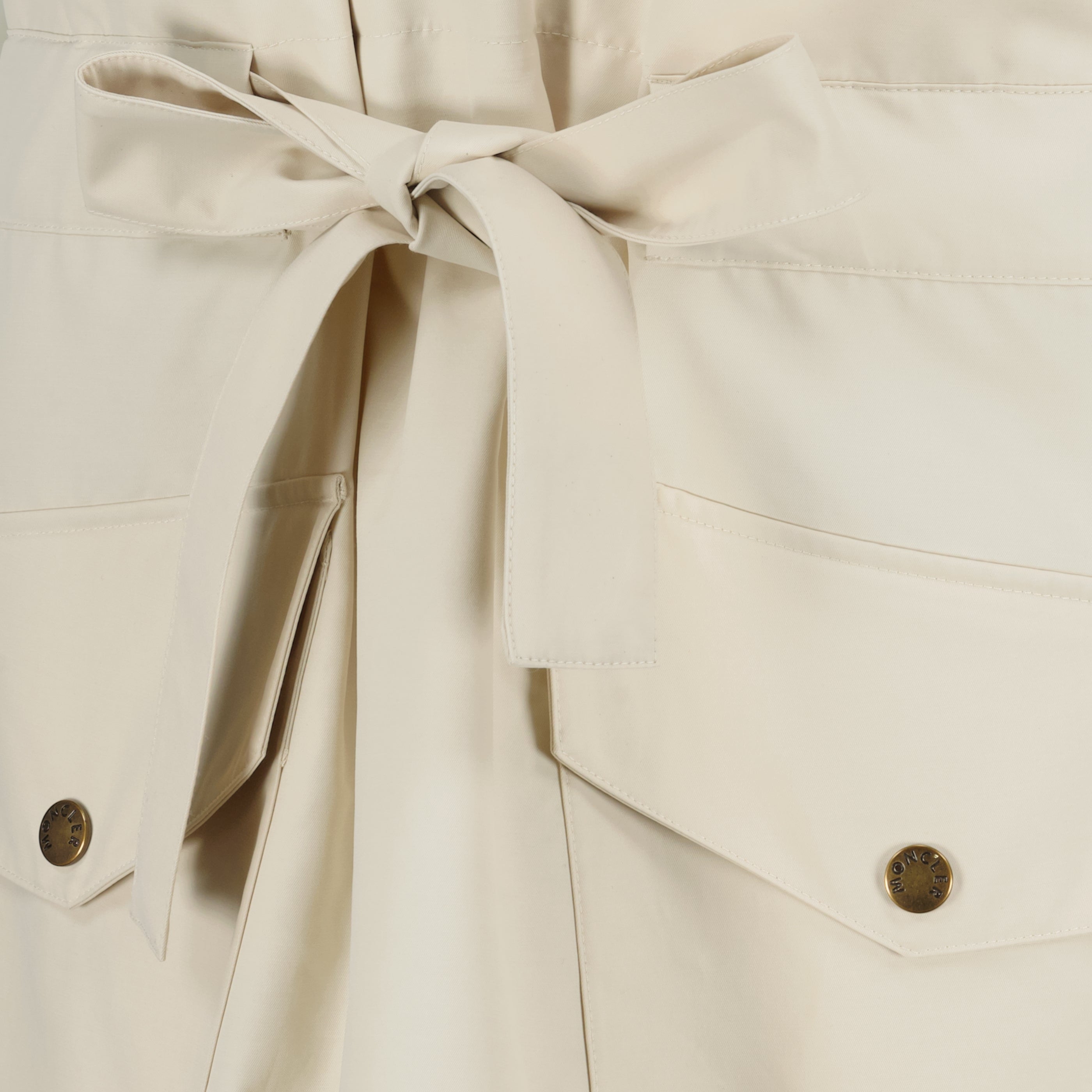 Robes Vestido Mini de Algodón Beige con Cinturón Moncler Beige Femme