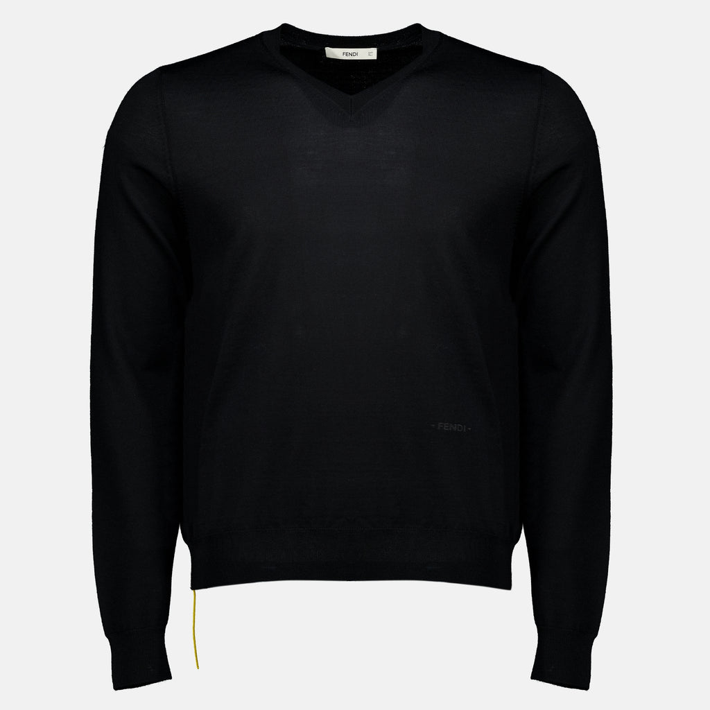 Maille 高級ウールブラックセーター Fendi Noir Homme