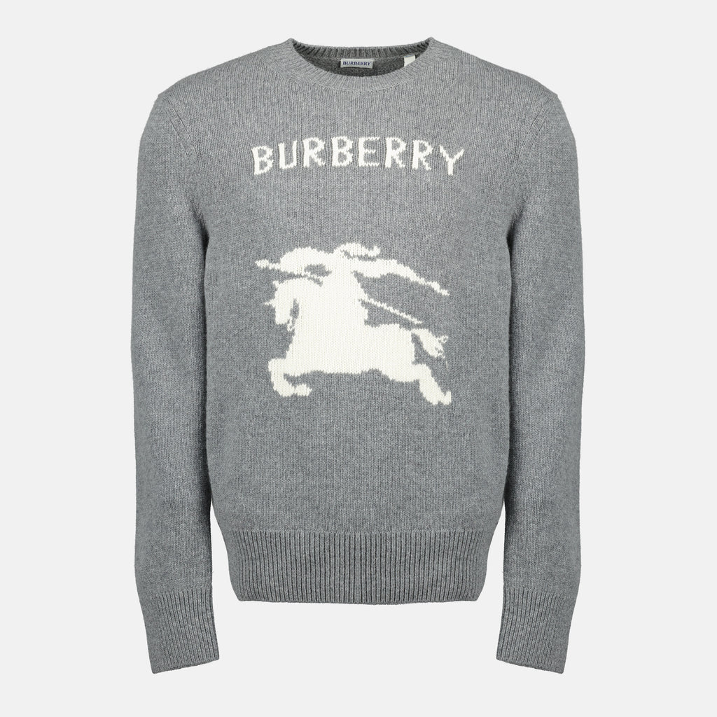 Imagem do pullover em lã e cachemira EKD cinza da marca Burberry para Homem - Temporada Primavera-Verão 2026 - Vista Frontal