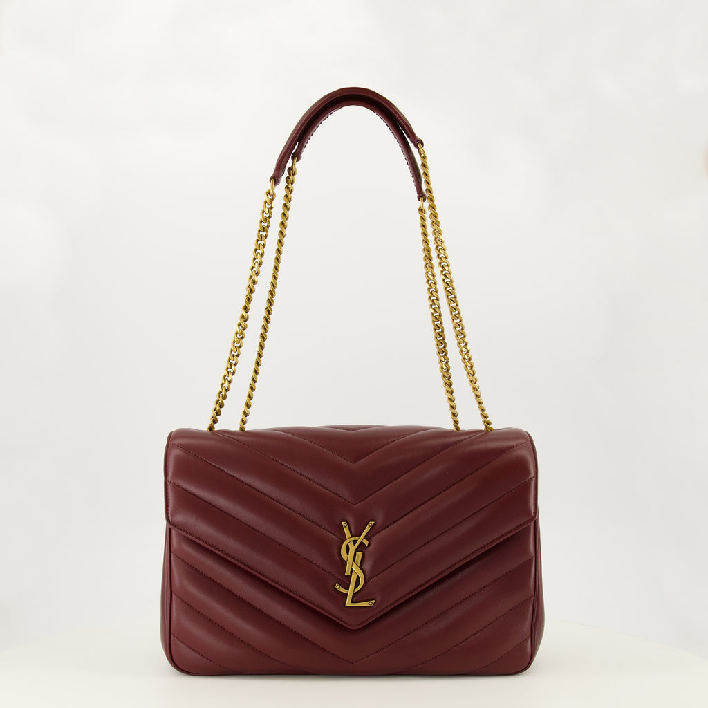 Sacs à main et épaule Sac Loulou large en cuir bordeaux Saint Laurent Bordeaux Femme