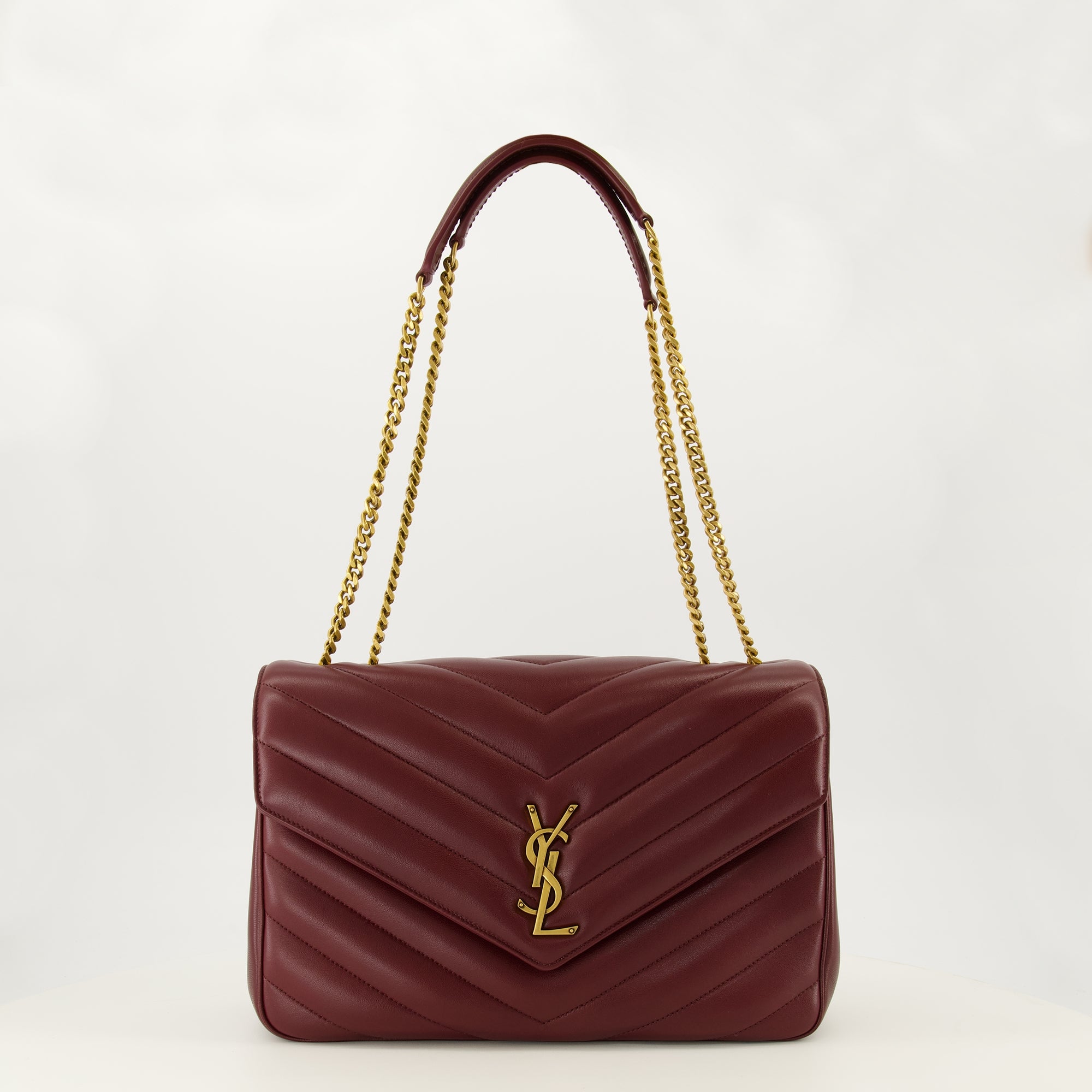 Sacs à main et épaule Sac Loulou large en cuir bordeaux Saint Laurent Bordeaux Femme
