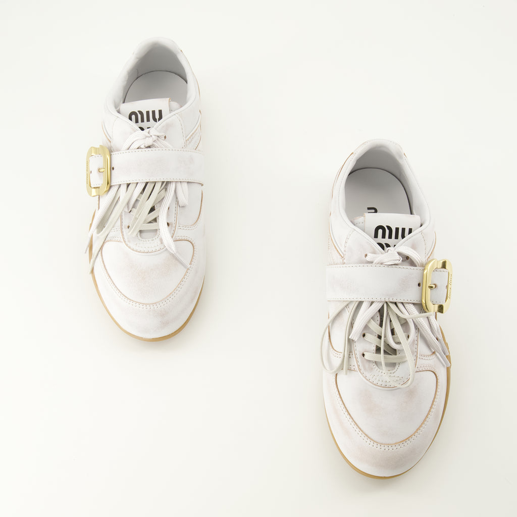 Baskets Baskets Gymnasium en cuir blanc Miu Miu Blanc Femme