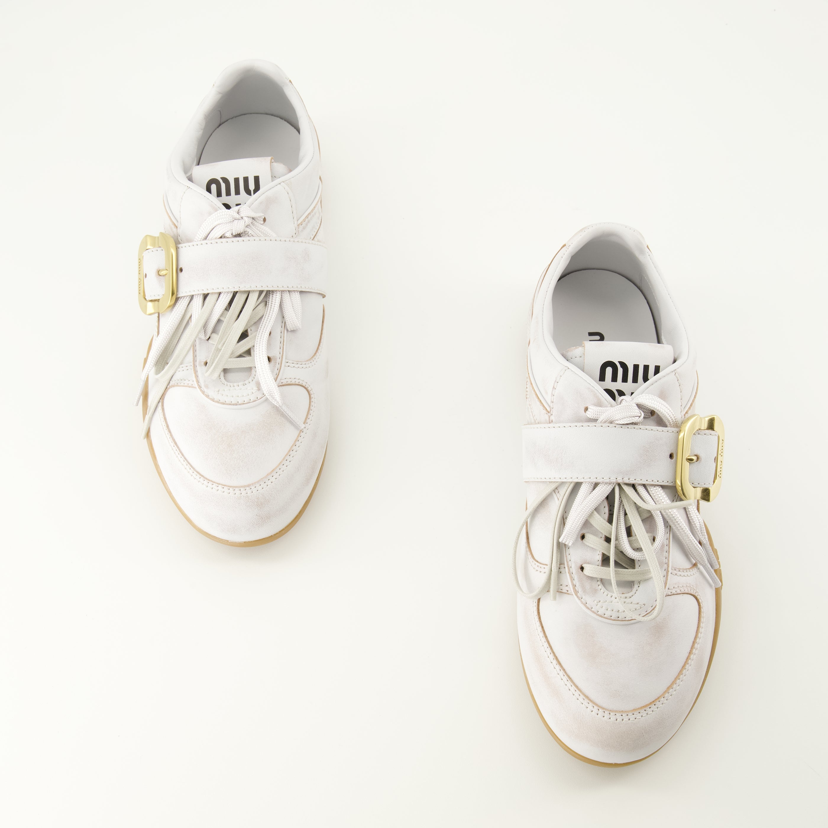 Baskets Baskets Gymnasium en cuir blanc Miu Miu Blanc Femme