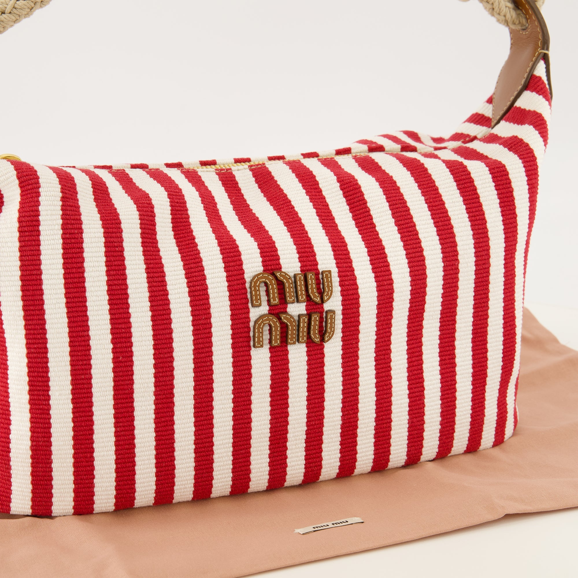 Sacs à main et épaule 미니 빨간색과 흰색 줄무늬 가방 Miu Miu Rouge Femme