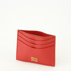 Petite maroquinerie 레드 가죽 카드 홀더 Miu Miu Rouge Femme