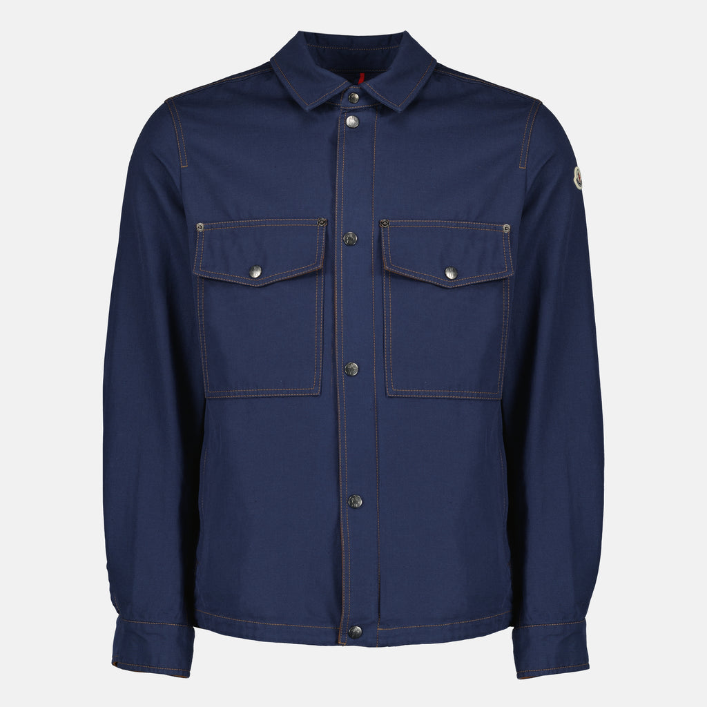 Vestes Surchemise Watagua en coton et lin bleu marine Moncler Bleu Homme
