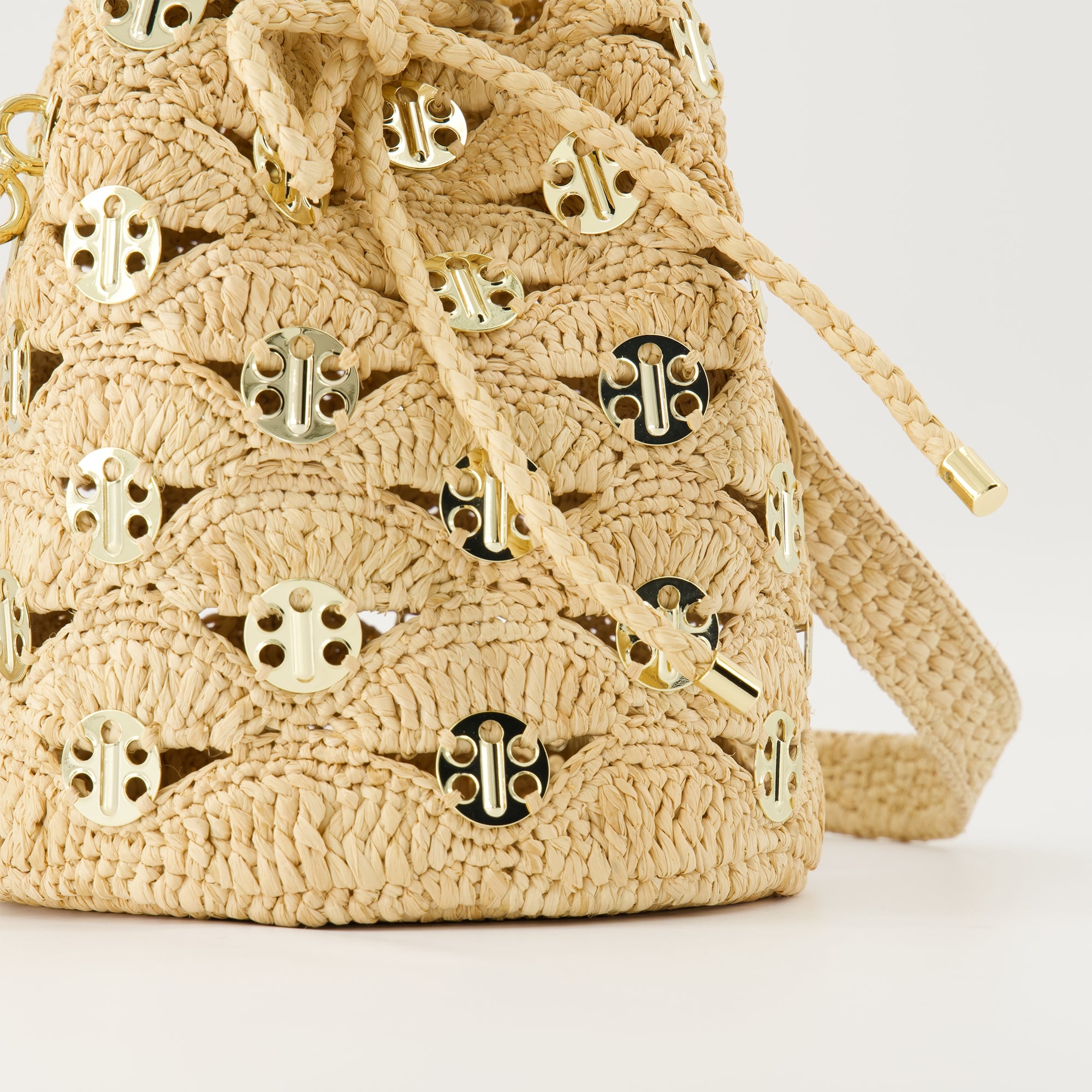 Beuteltaschen Raffia Bucket Bag Rabanne Beige Femme