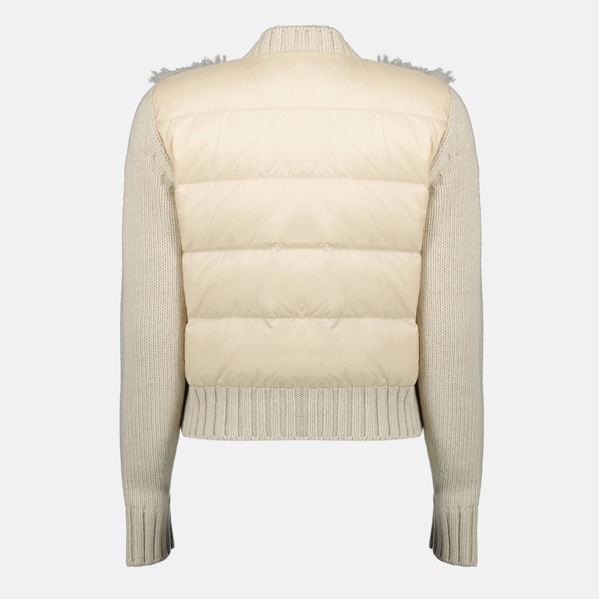 Image de l'article Cardigan en laine et teddy beige de la marque Moncler pour Femme - Saison Automne-Hiver 2025 - Vue de Dos