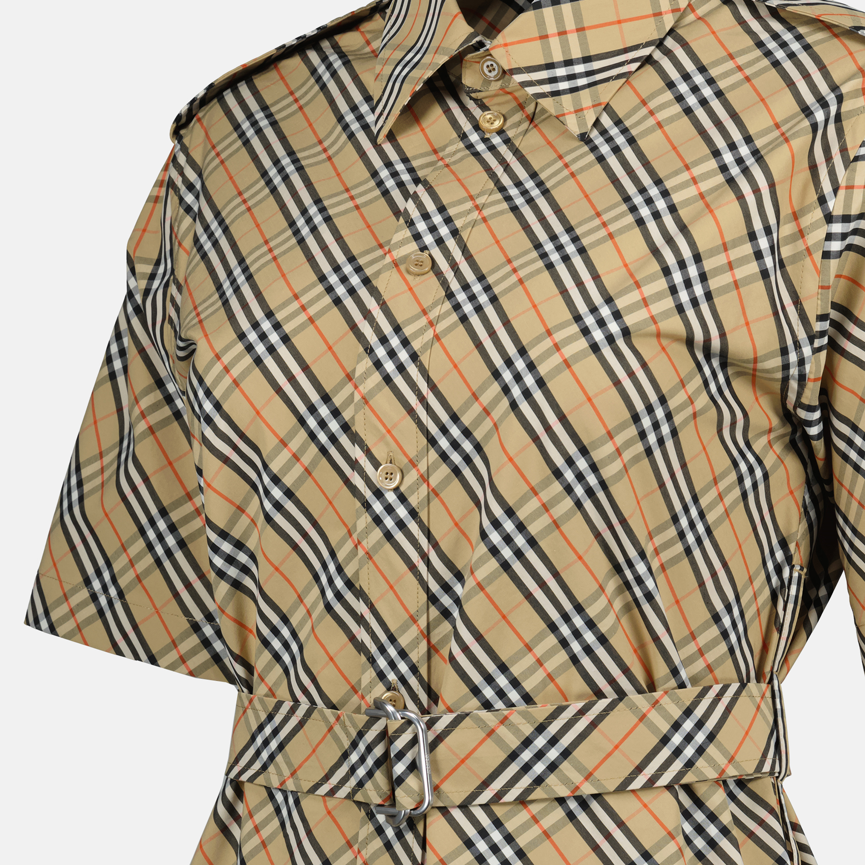 Robes Robe chemise à carreaux Burberry Beige Femme