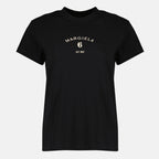 T-shirts Camiseta Negra de Algodón Con Logo Mm6 Noir Femme