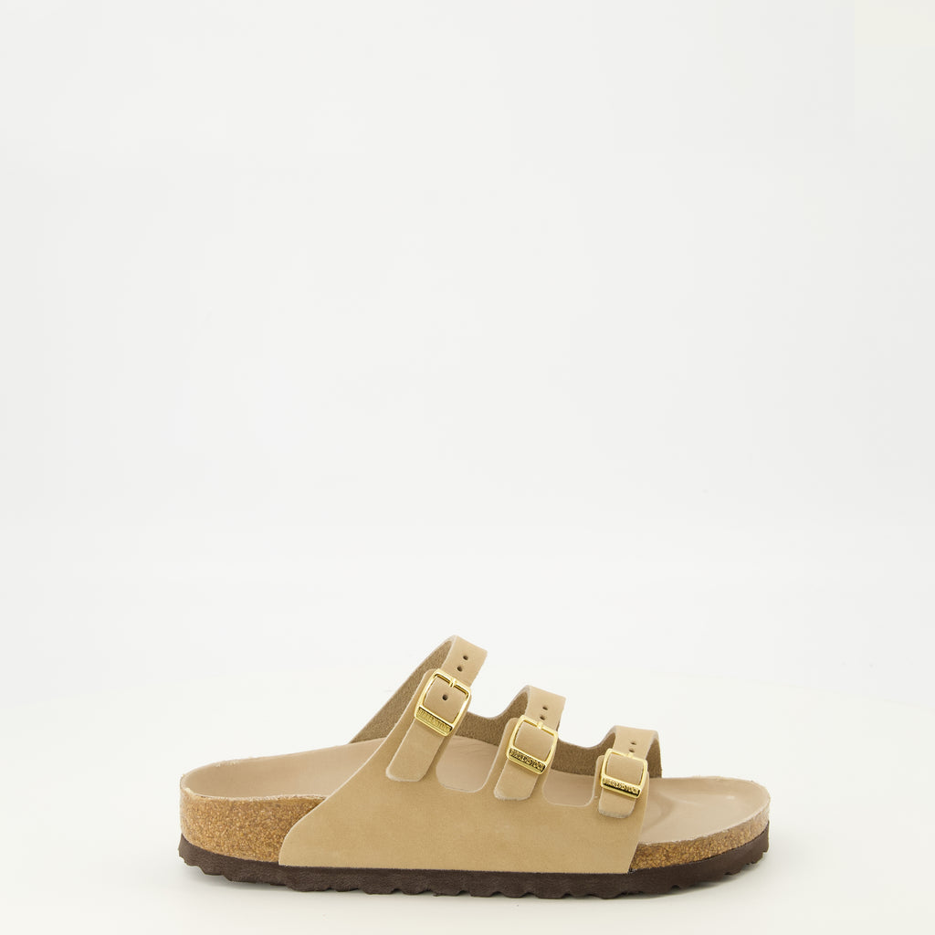 Image of the Beige Nubuck Leather Florida Sandals by Birkenstock for Women - Spring-Summer Season 2026 - Right Side View