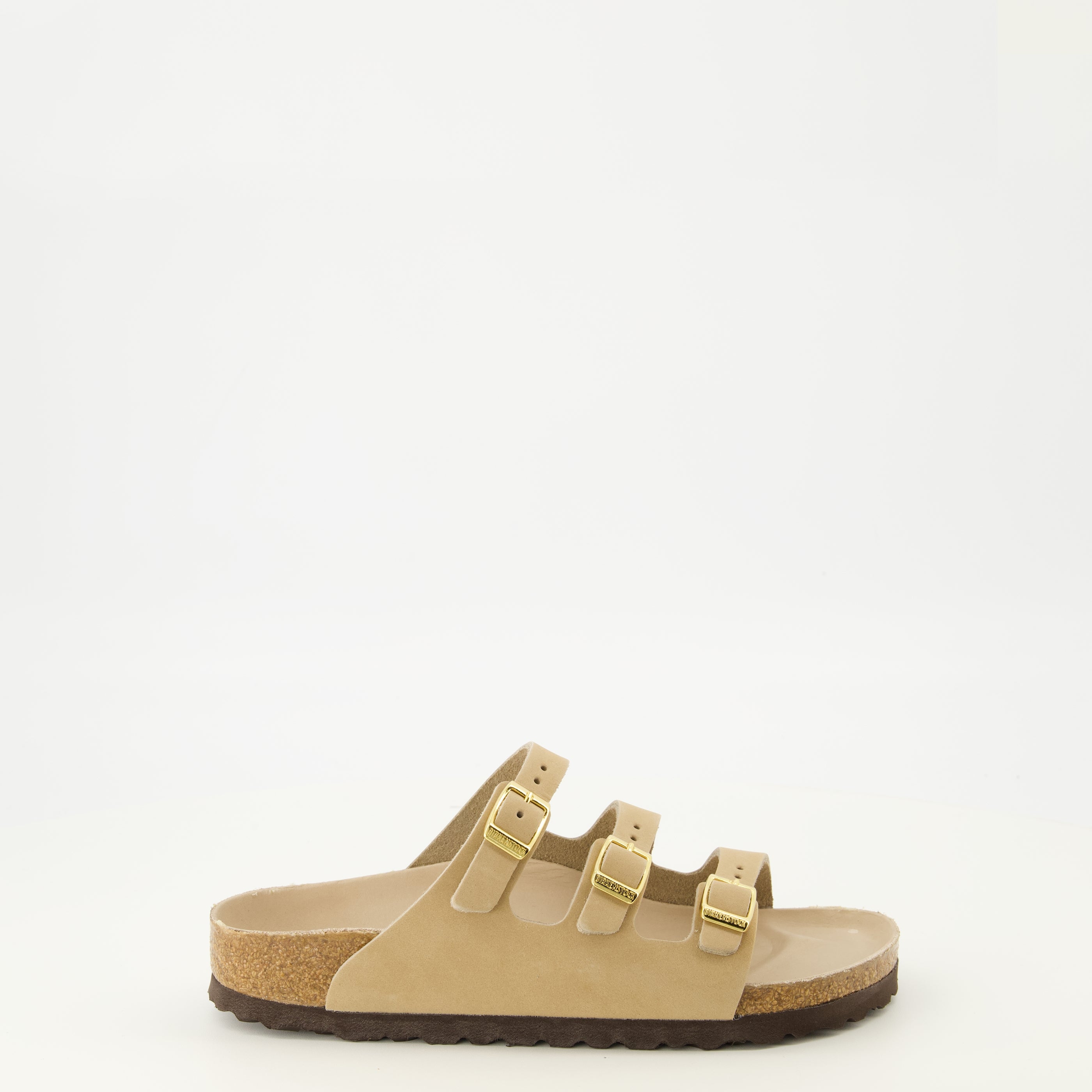 Image of the Beige Nubuck Leather Florida Sandals by Birkenstock for Women - Spring-Summer Season 2026 - Right Side View