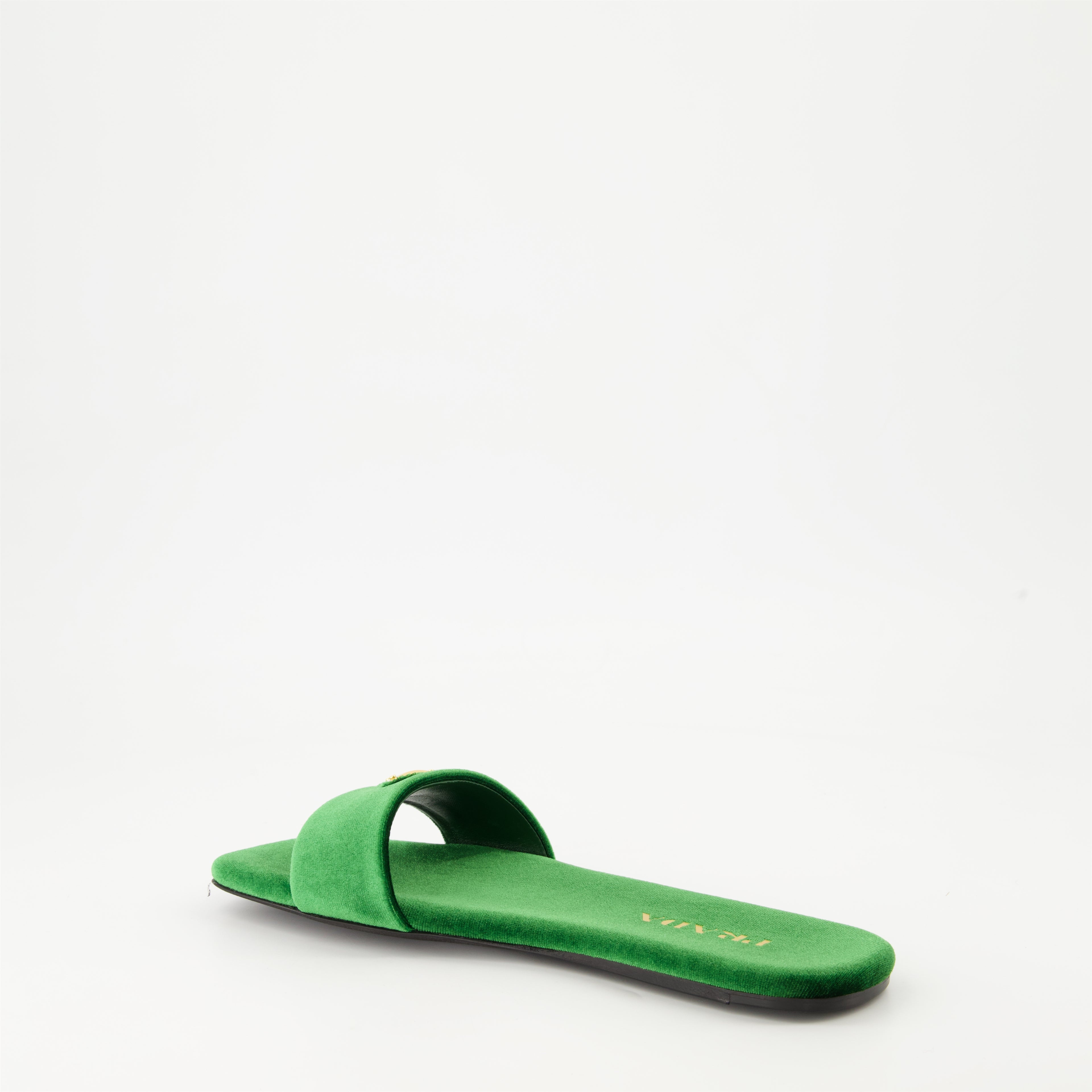 Offene schuhe Grüne Samt-Sandalen Prada Grün Femme