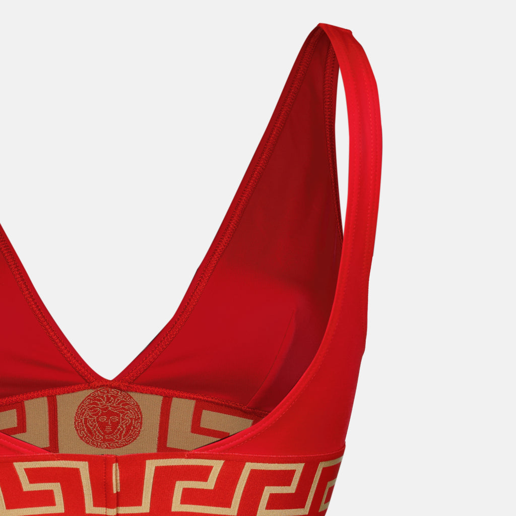 Immagine del top del costume da bagno rosso del marchio Versace per donna - Stagione Primavera-Estate 2025 - Vista Dettagliata_2