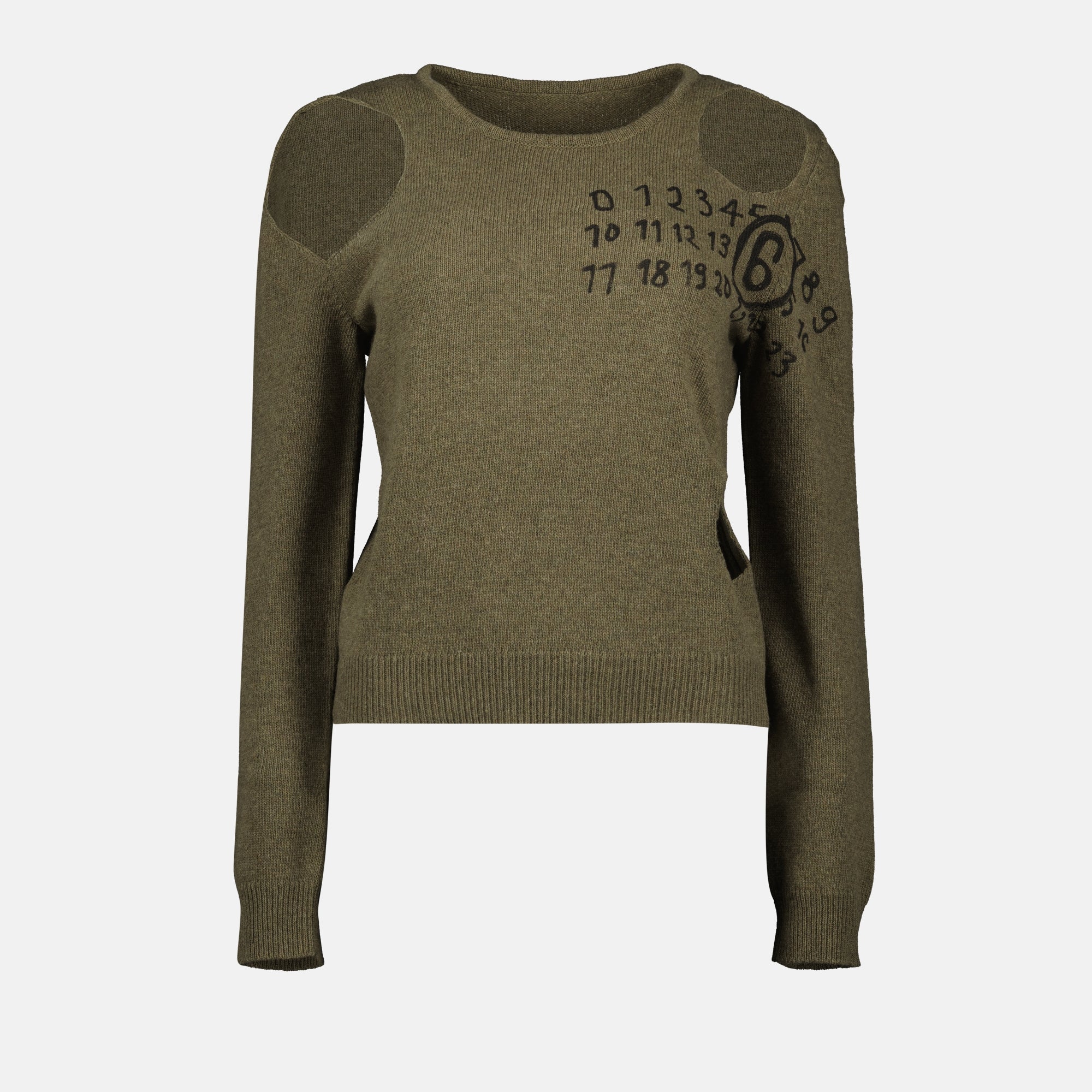 Maille Pull à trous Mm6 Kaki Femme