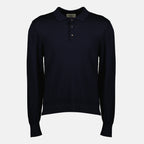 Image of the Brandon long sleeve polo from the Officine Générale brand for Men - Autumn-Winter 2025 - Front View