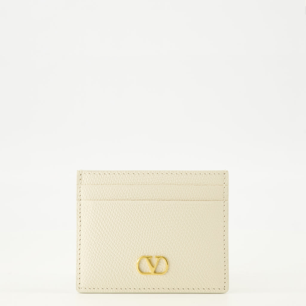 Immagine del portacarte Vlogo beige del marchio Valentino Garavani per Donna - Stagione Primavera-Estate 2026 - Vista Anteriore