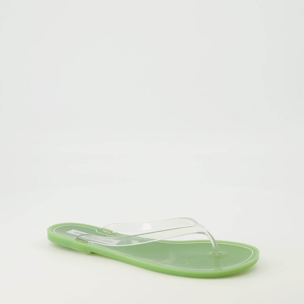 Image de l'article Tongs Jo en PVC vert de la marque Christopher Esber pour Femme - Saison Printemps-Été 2026 - Vue trois quarts avant droite
