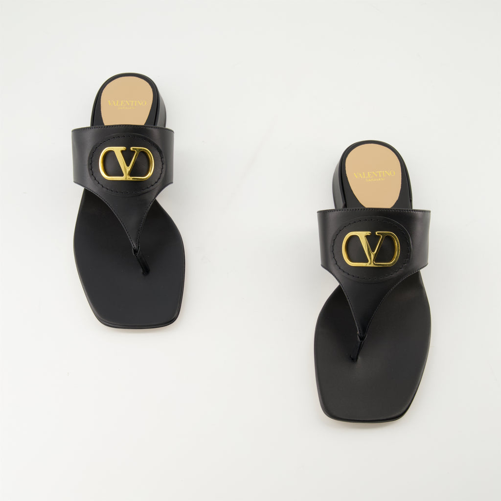 Zapatos abiertos Sandalias de Cuero VLogo Valentino Garavani Negro Femme