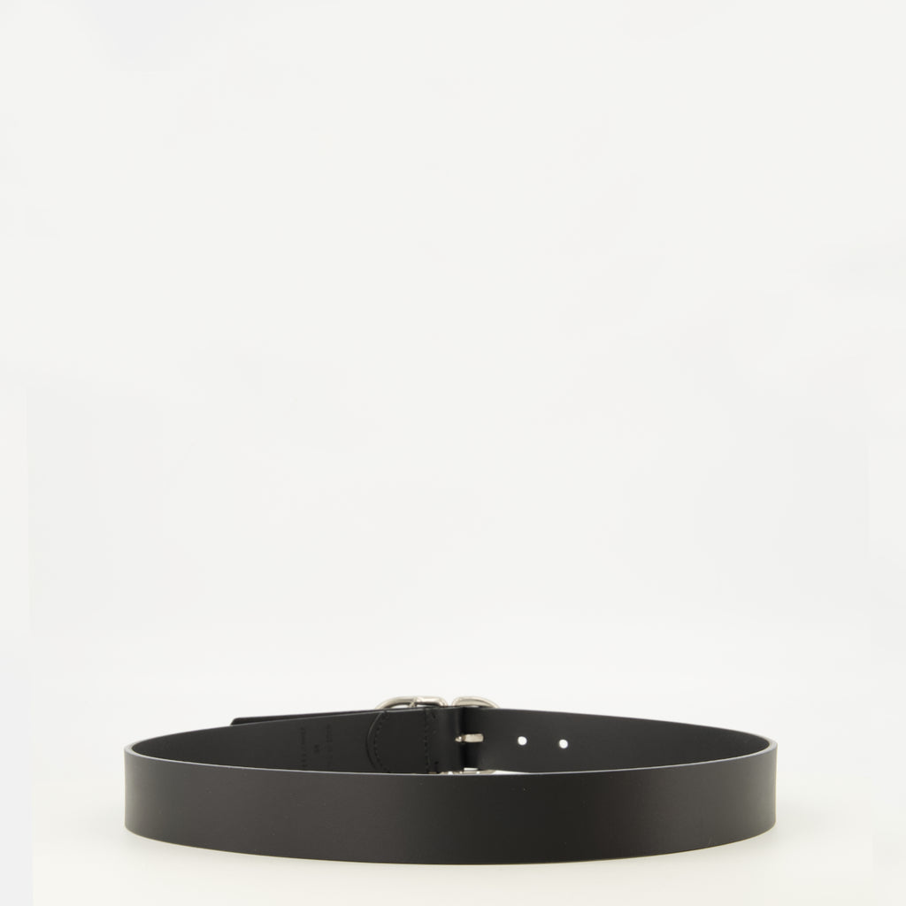 Ceintures Cinto de Couro Preto CD Dior Noir Homme