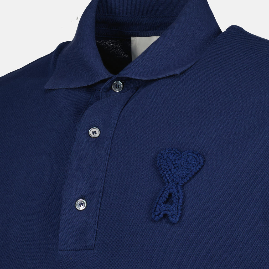 Image de l'article Polo AMI de coeur tissé bleu beige de la marque Ami PARIS pour Unisex - Saison Printemps-Été 2026 - Vue détaillée_1