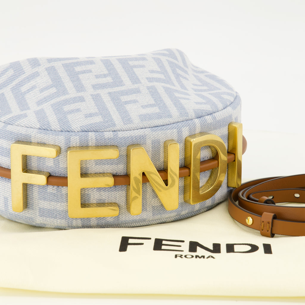 Sacs à main et épaule Borsa Fendigraphy Mini Denim FF Blu Fendi Bleu Femme