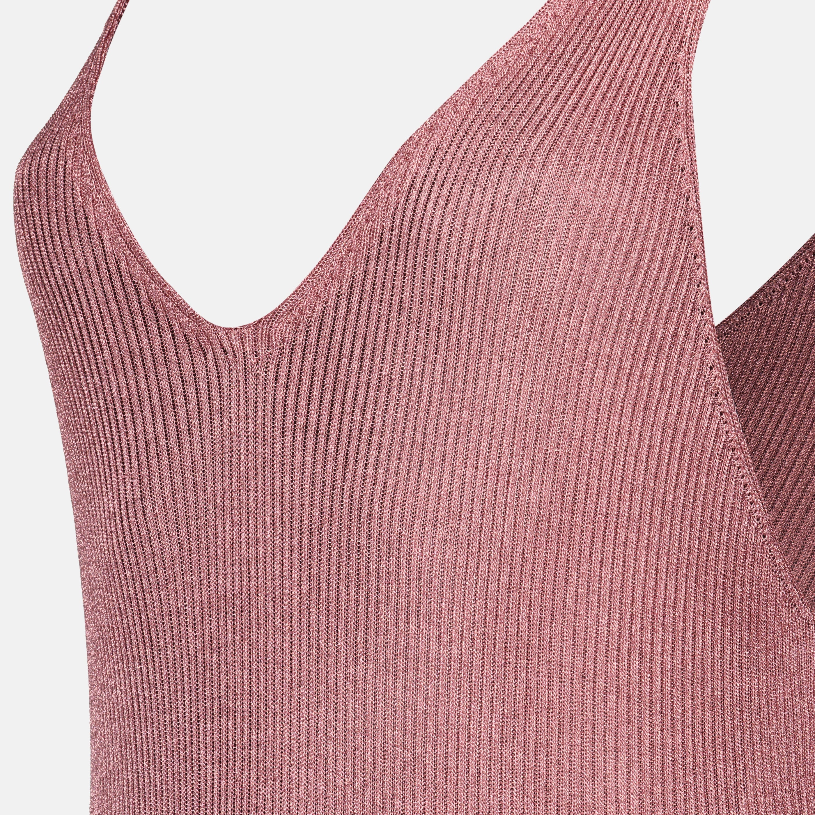 Imagem do vestido M-Deloca em malha canelada metalizada rosa da marca Diesel para Senhora - Temporada Primavera-Verão 2026 - Vista Detalhada_2