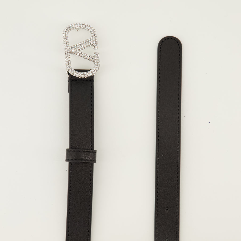 Image de l'article Ceinture Vlogo avec cristaux noir 20 mm de la marque Valentino Garavani pour Femme - Saison Printemps-Été 2026 - Vue détaillée_3