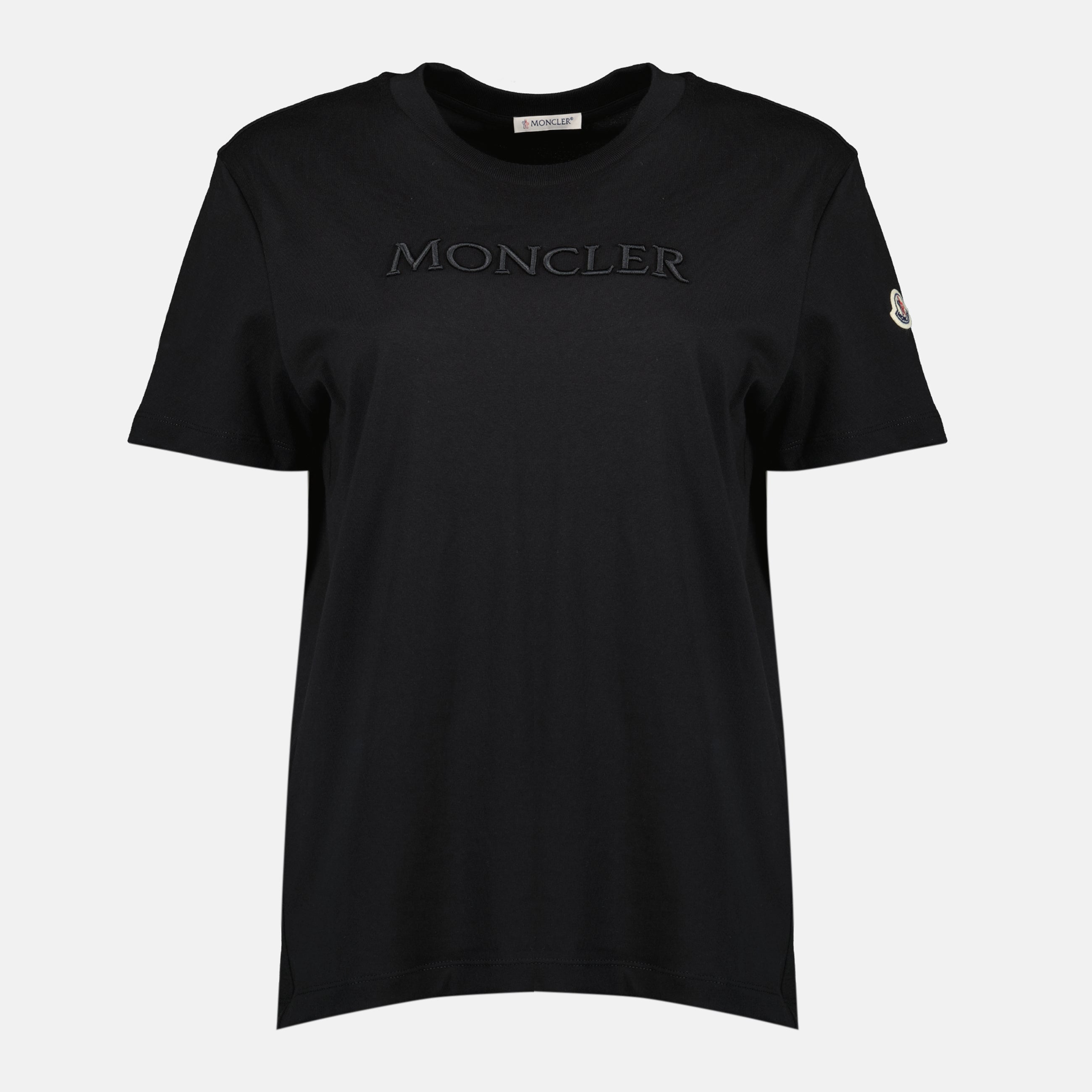 Image de l'article T-shirt logo brodé noir de la marque Moncler pour Femme - Saison Printemps-Été 2026 - Vue de Face