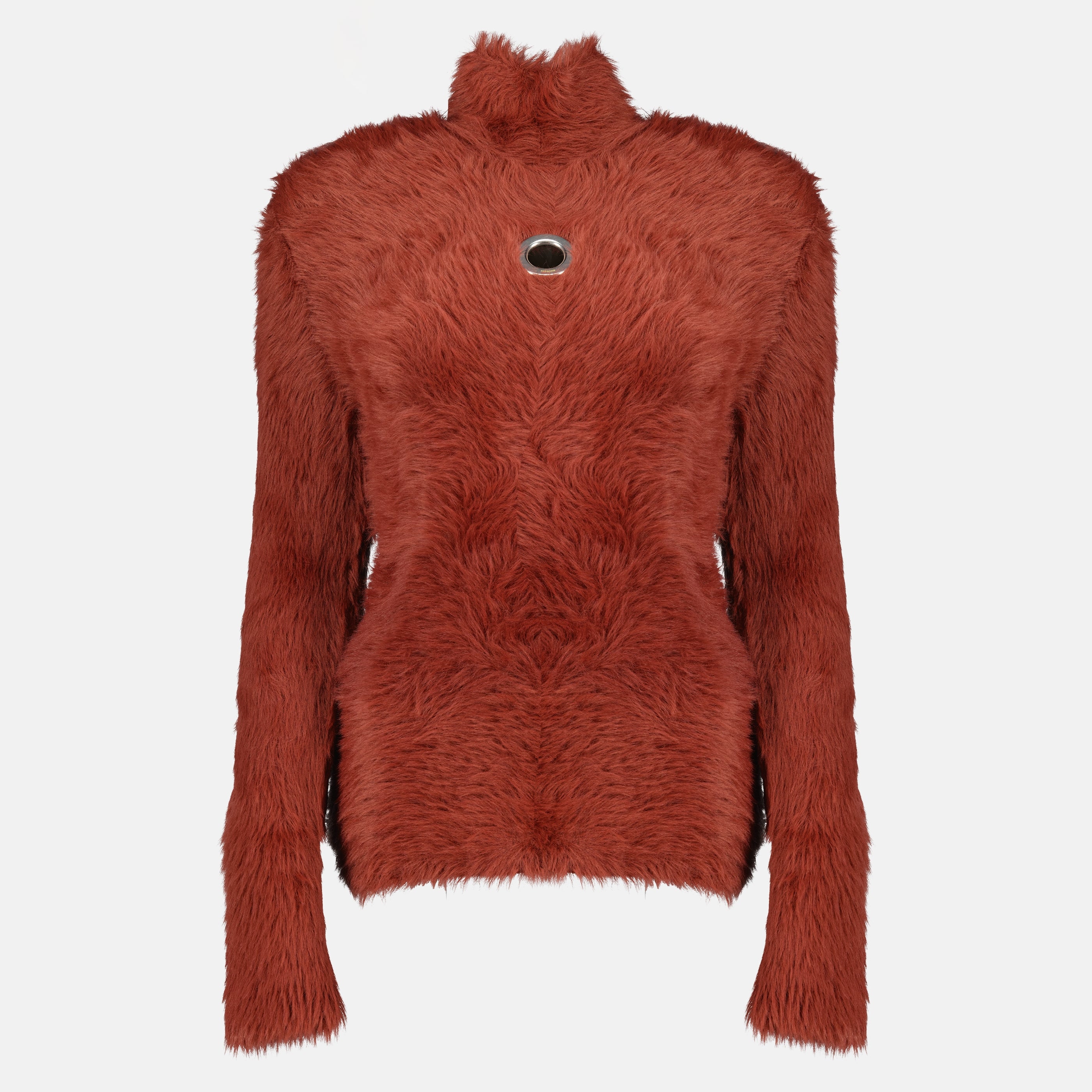 Image de l'article Pull effet fourrure marron de la marque Rabanne pour Femme - Saison Printemps-Été 2026 - Vue de Face