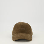 Imagem do boné em veludo cotelê castanho da marca Saint Laurent para Homem - Temporada Primavera-Verão 2026 - Vista Frontal