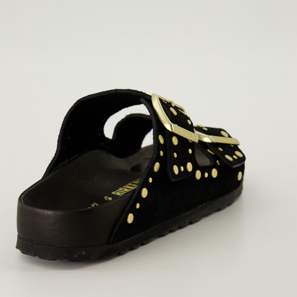 Offene schuhe Sandales Arizona Rivet Birkenstock Schwarz Femme