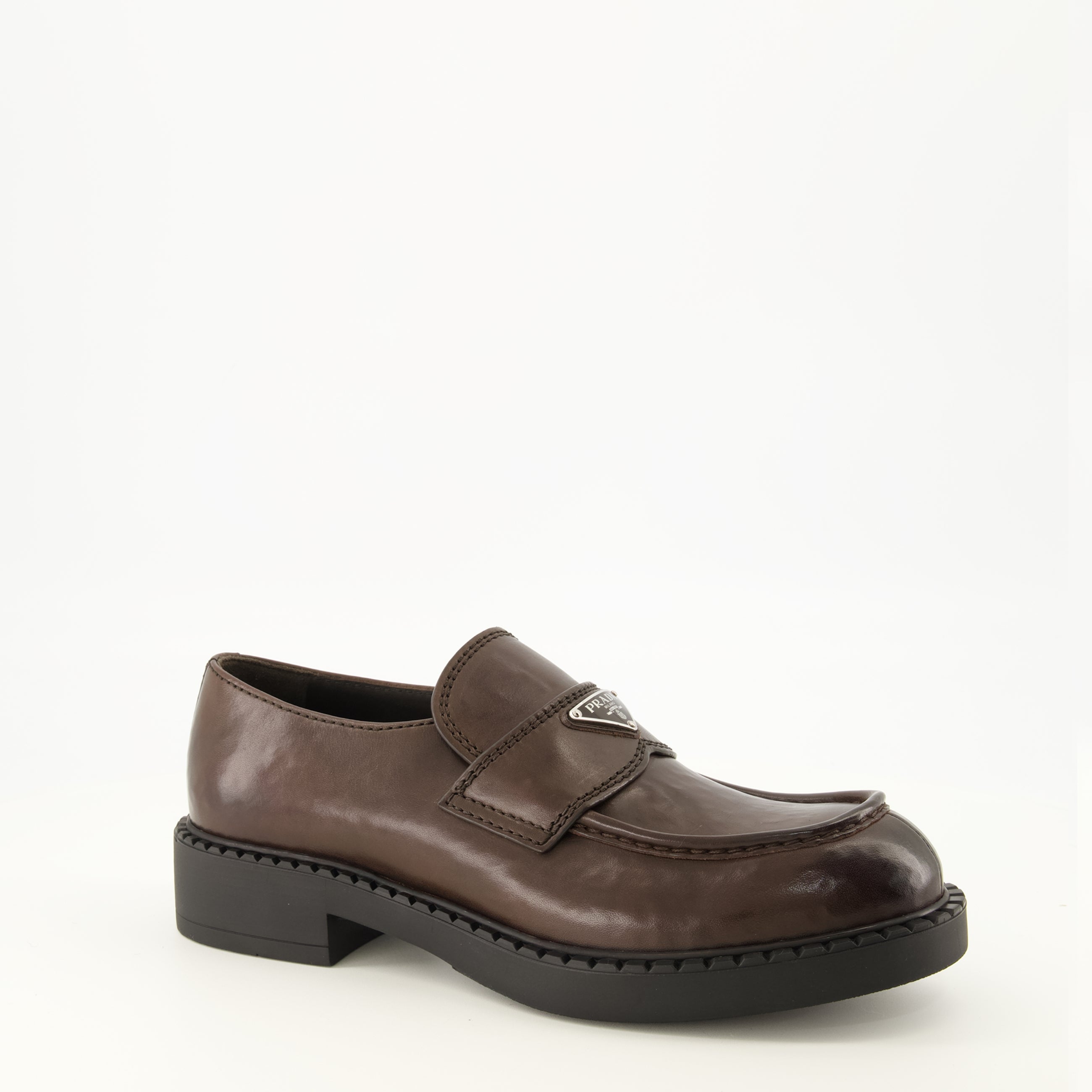 Mocassins Mocassini in pelle marrone Prada Marron Homme