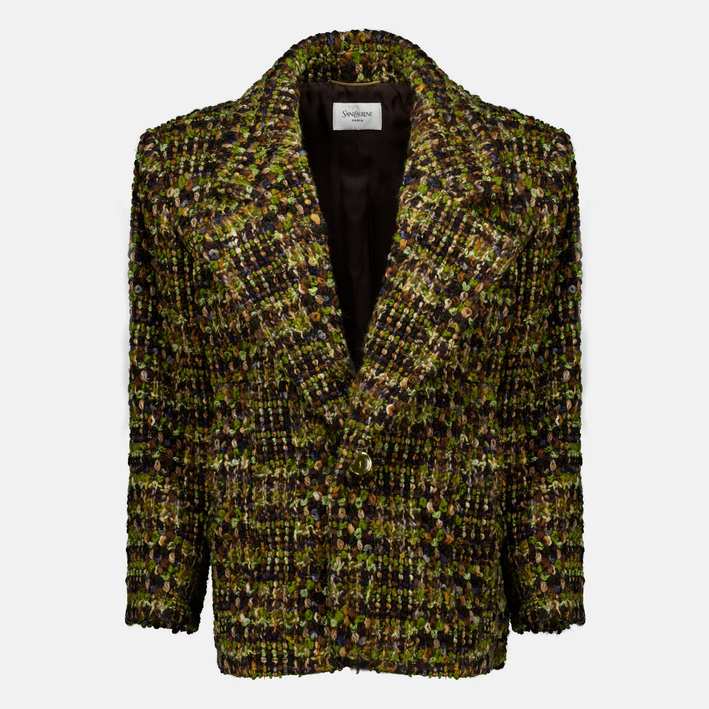 Manteaux Giacca in Tweed Khaki Saint Laurent Kaki Femme