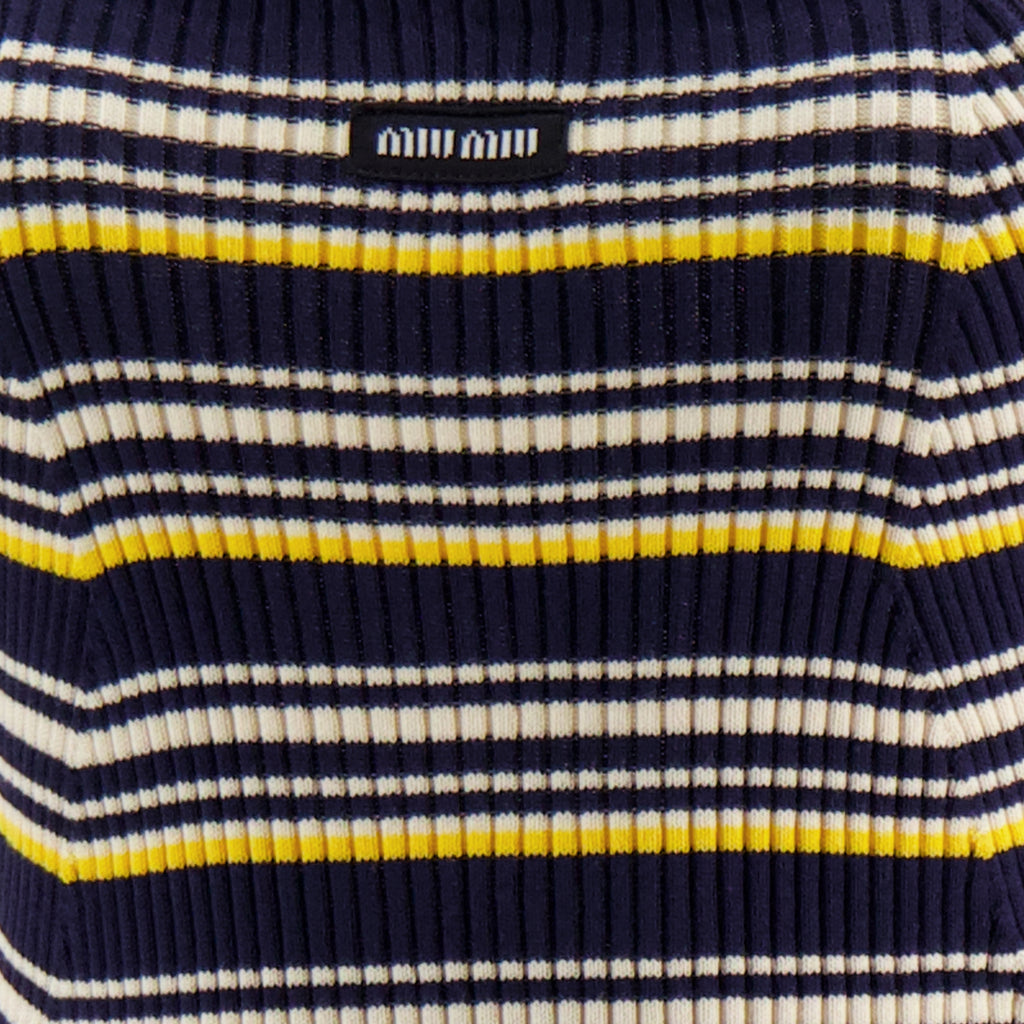 Immagine dell'articolo Abito in maglia a righe blu del marchio Miu Miu per Donna - Stagione Primavera-Estate 2026 - Vista Dettagliata 1