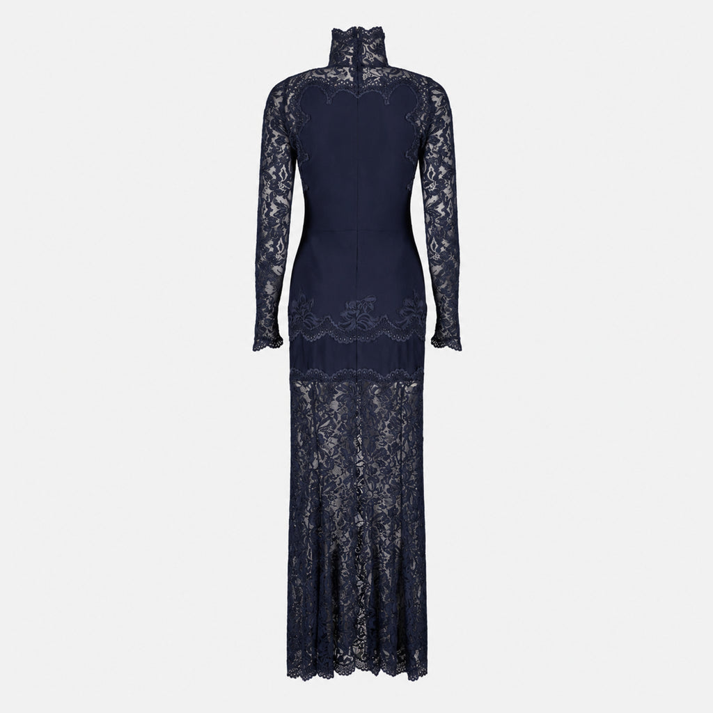 Robes Vestido Longo em Renda Azul Marinho Rabanne Bleu foncé Femme