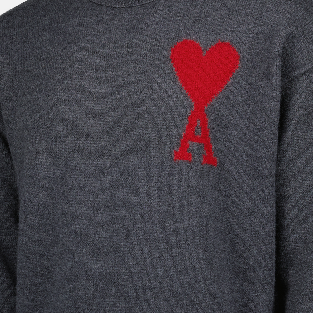 Maille Pull Ami de coeur rouge Ami PARIS Gris Unisexe