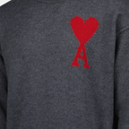 Maille Pull Ami de coeur rouge Ami PARIS Gris Unisexe