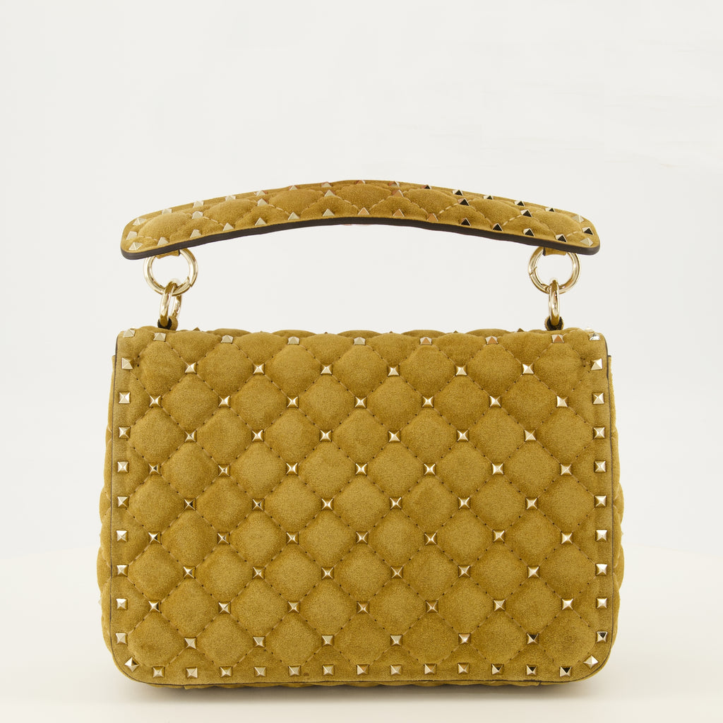 Sacs à main et épaule Beige Suede Medium Rockstud Spike Bag Valentino Garavani Kaki Femme