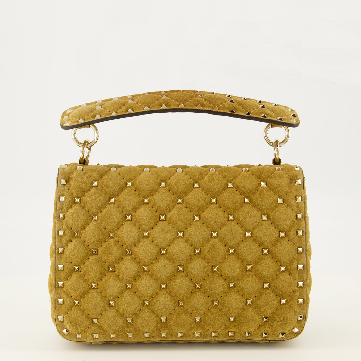 Sacs à main et épaule Beige Suede Medium Rockstud Spike Bag Valentino Garavani Kaki Femme