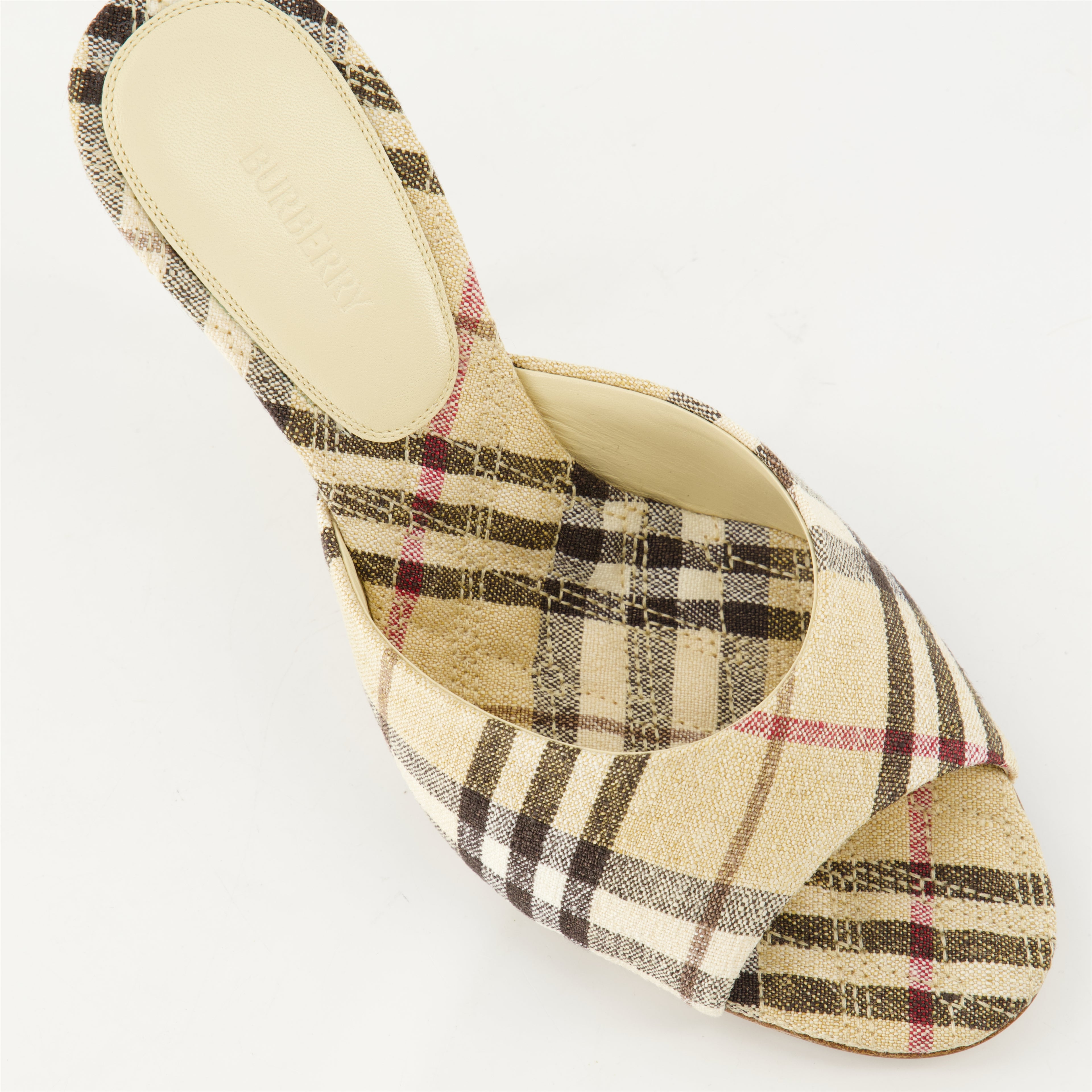 Chaussures ouvertes Mules à carreaux Burberry Beige Femme