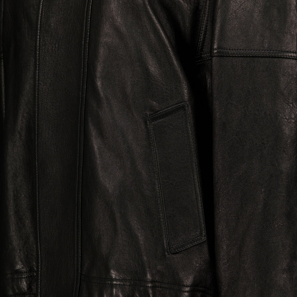Manteaux Schwarze Vintage-Lederjacke Saint Laurent Noir Femme