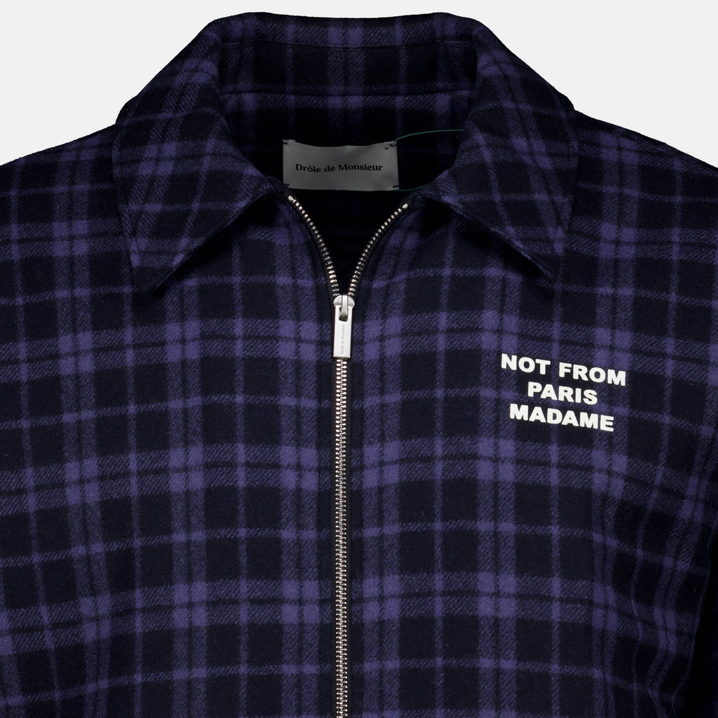Vestes 네이비 블루 체크 플란넬 슬로건 재킷 Drole De Monsieur Bleu foncé Homme